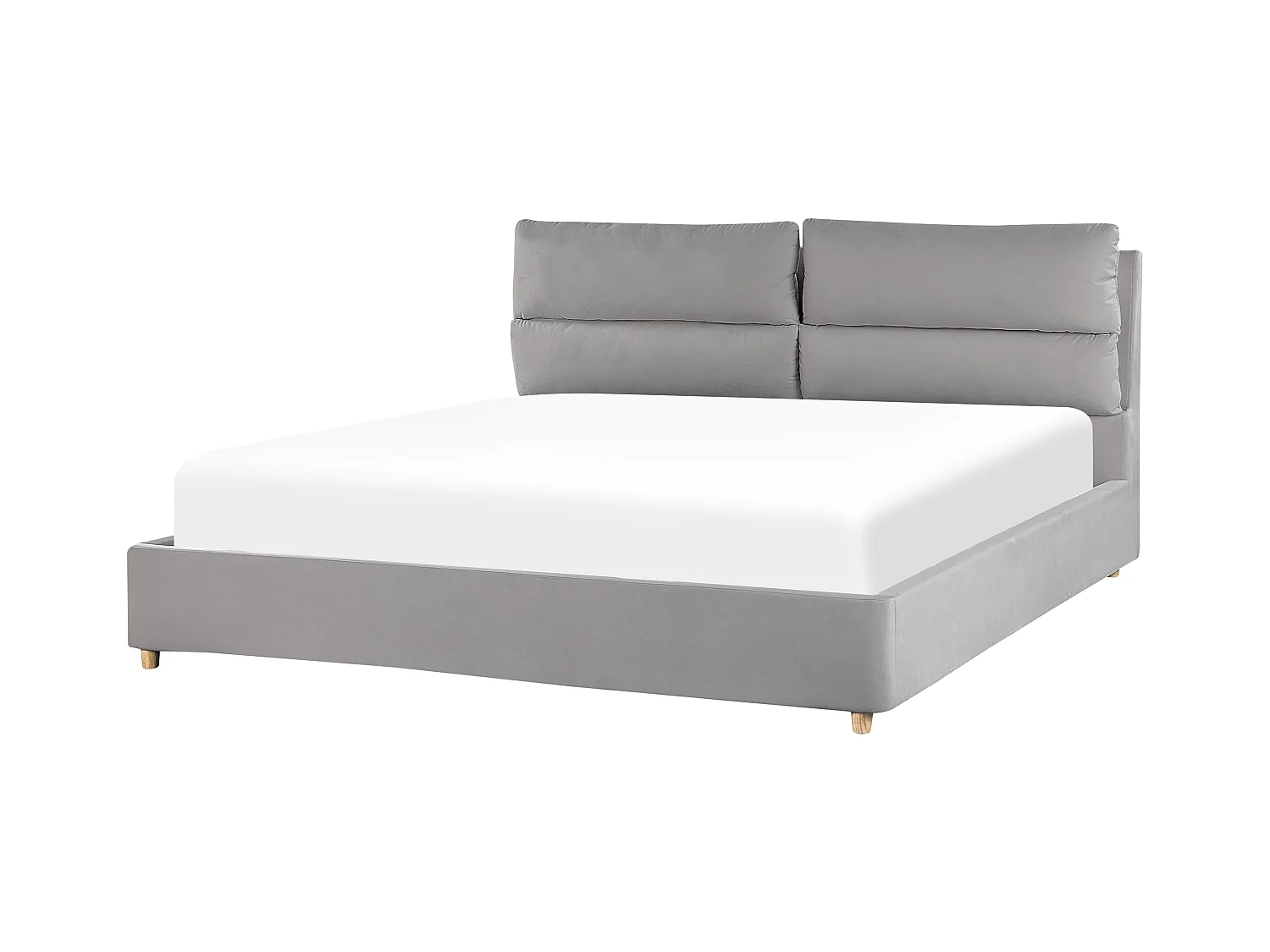 Cama con almacenaje Terciopelo BATILLY 180 x 200 cm Gris claro