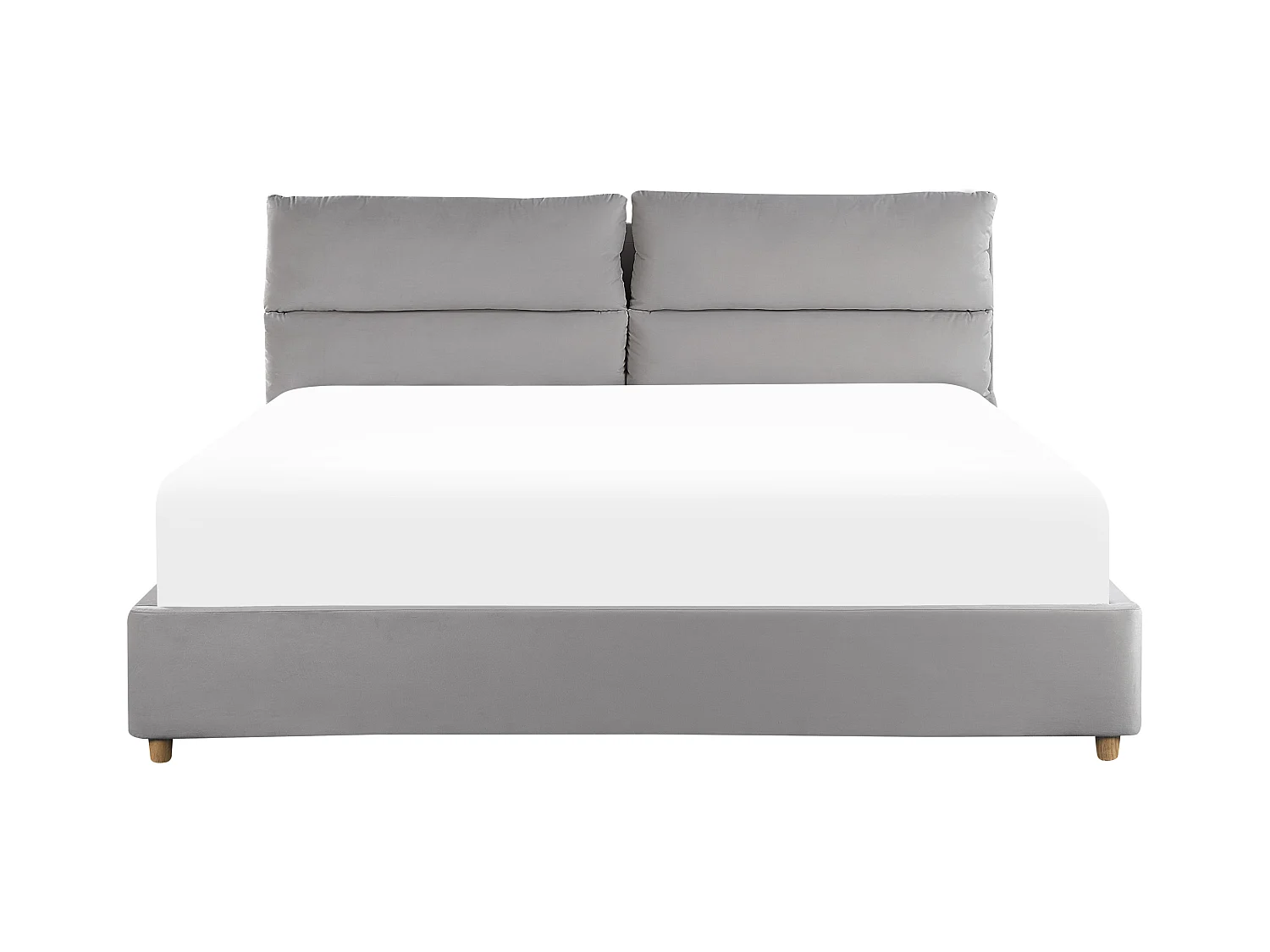 Cama con almacenaje Terciopelo BATILLY 180 x 200 cm Gris claro