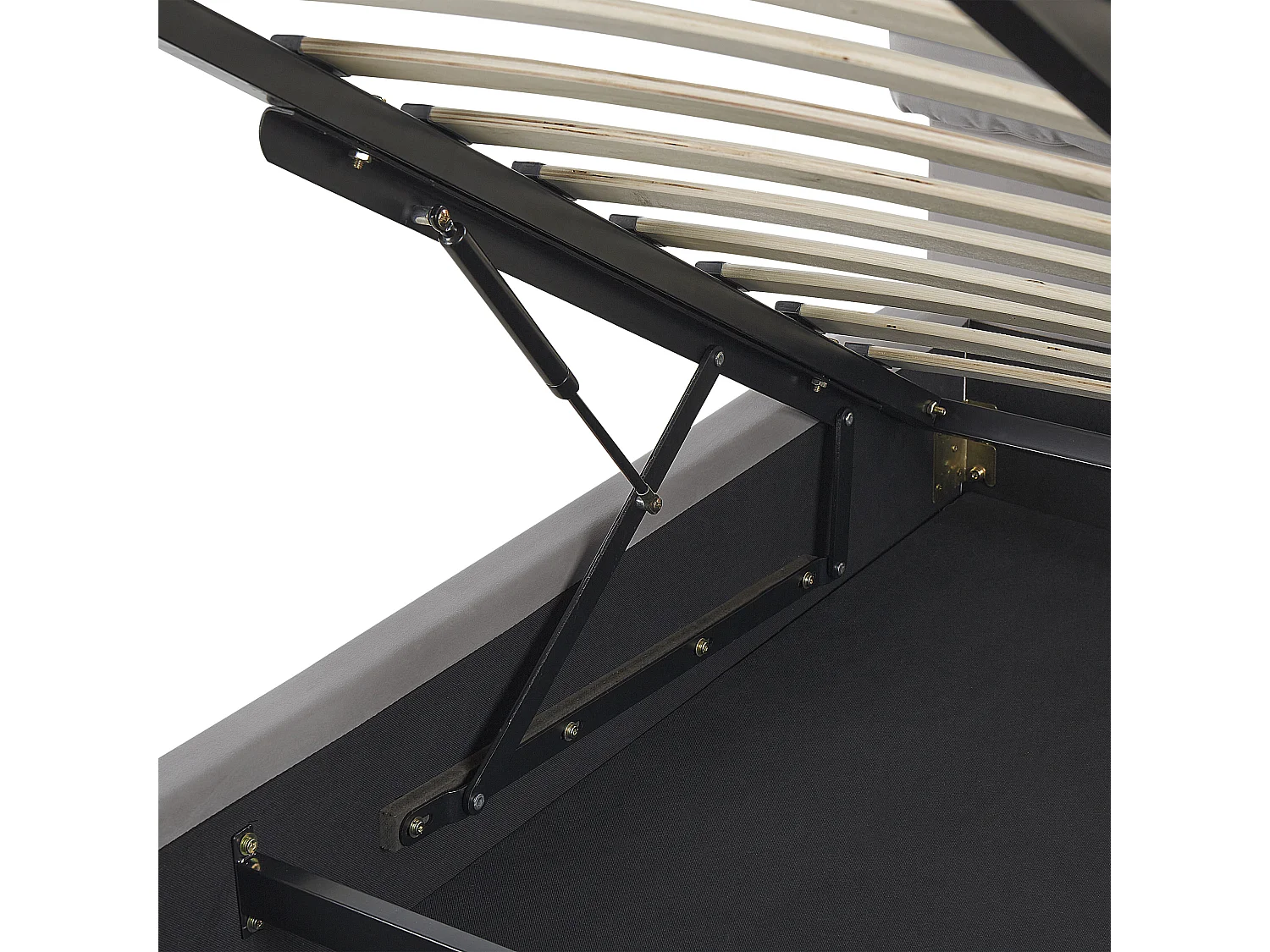 Schickes Doppelbett in Hellgrau mit Bettkasten und Lattenrost 180 x 200 cm Batilly