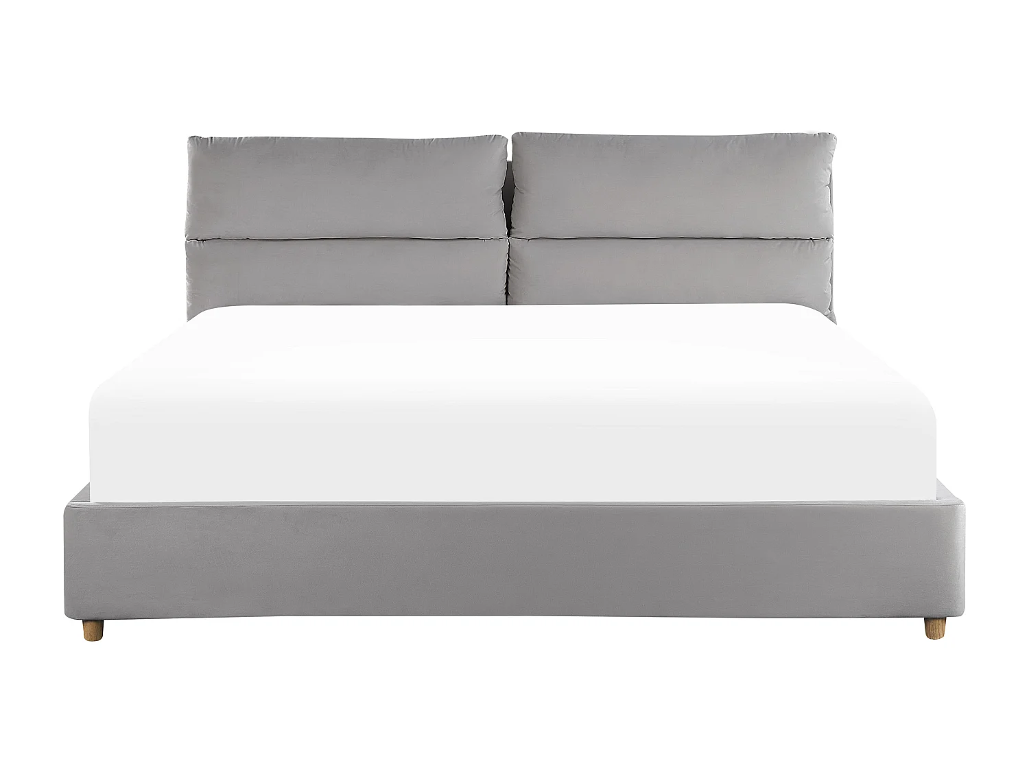 Letto con ottomano Velluto BATILLY 180 x 200 cm Grigio chiaro