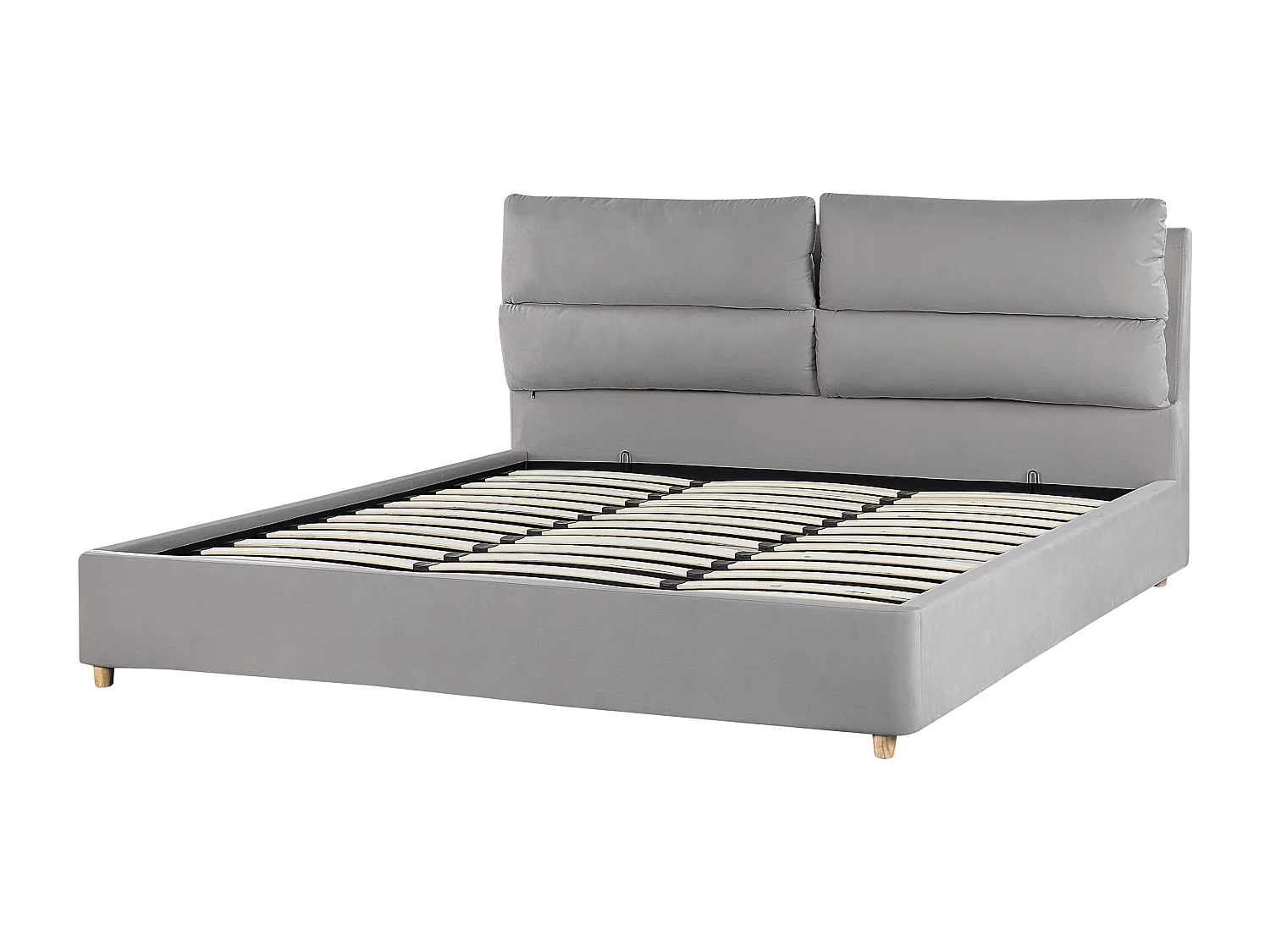 Letto con ottomano Velluto BATILLY 180 x 200 cm Grigio chiaro