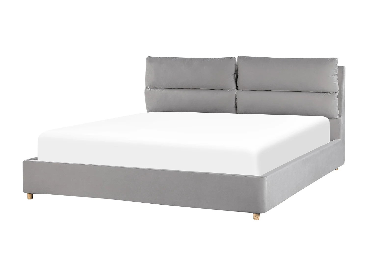 Lit ottoman Velours BATILLY 180 x 200 cm Gris clair