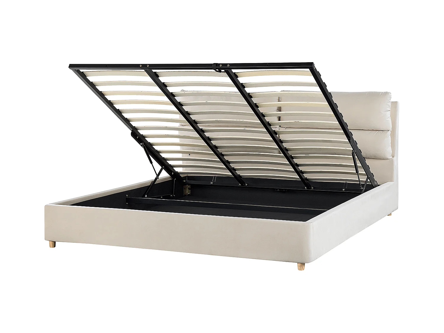 Cama con almacenaje Terciopelo BATILLY 180 x 200 cm Beige claro