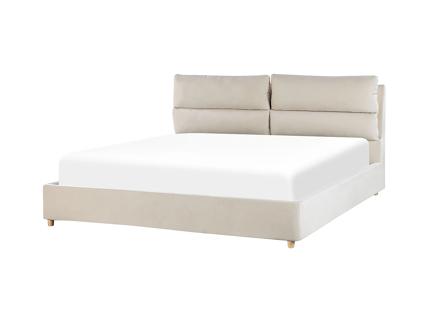 Cama con almacenaje Terciopelo BATILLY 180 x 200 cm Beige claro