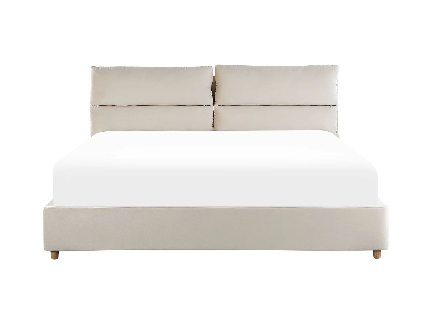 Cama con almacenaje Terciopelo BATILLY 180 x 200 cm Beige claro