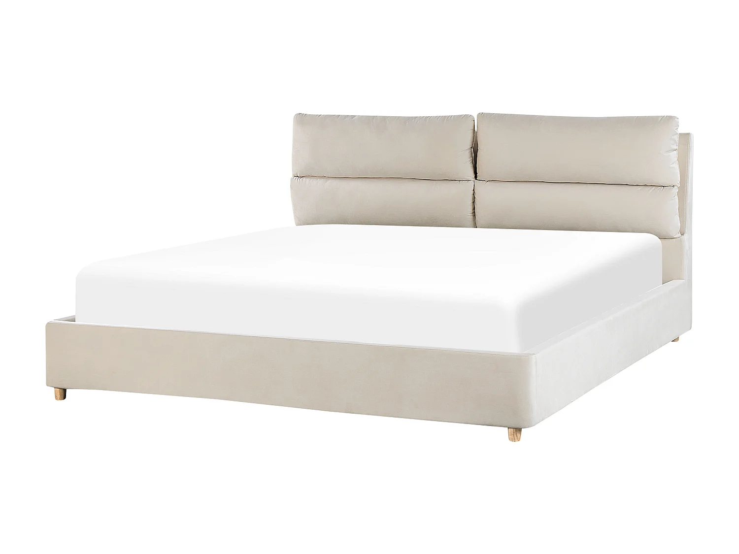 Lit ottoman Velours BATILLY 180 x 200 cm Beige clair