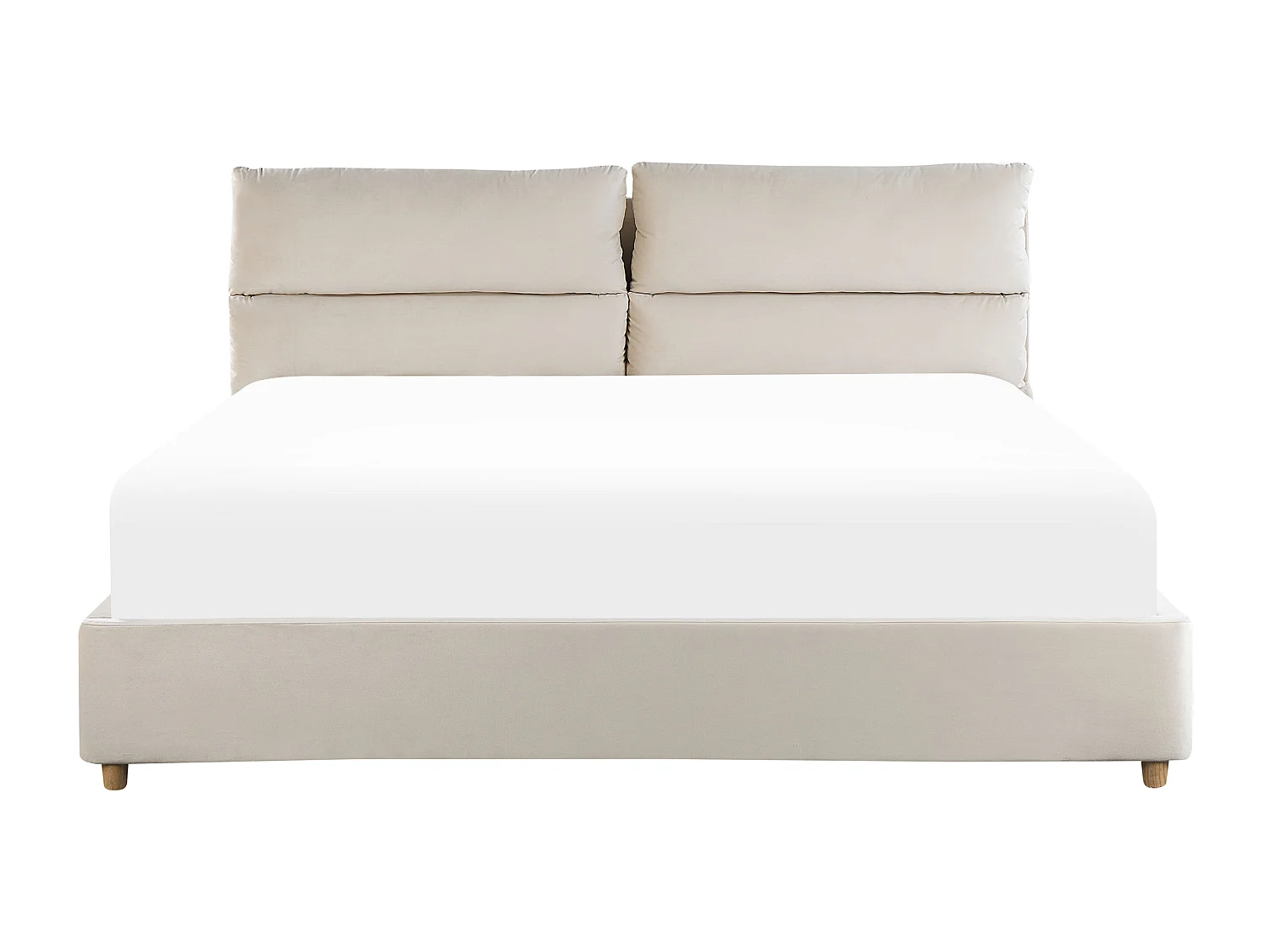 Lit ottoman Velours BATILLY 180 x 200 cm Beige clair