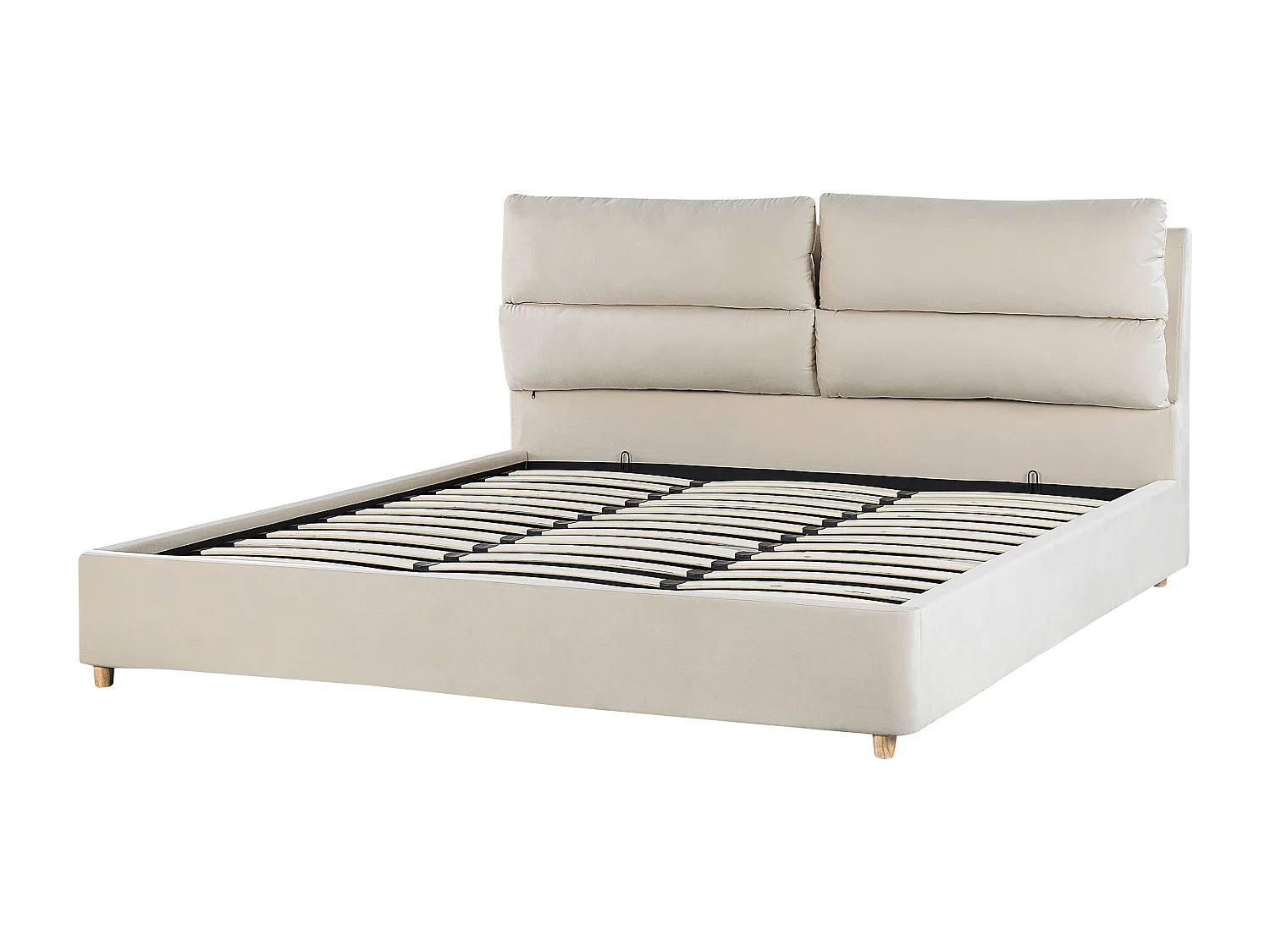 Lit ottoman Velours BATILLY 180 x 200 cm Beige clair