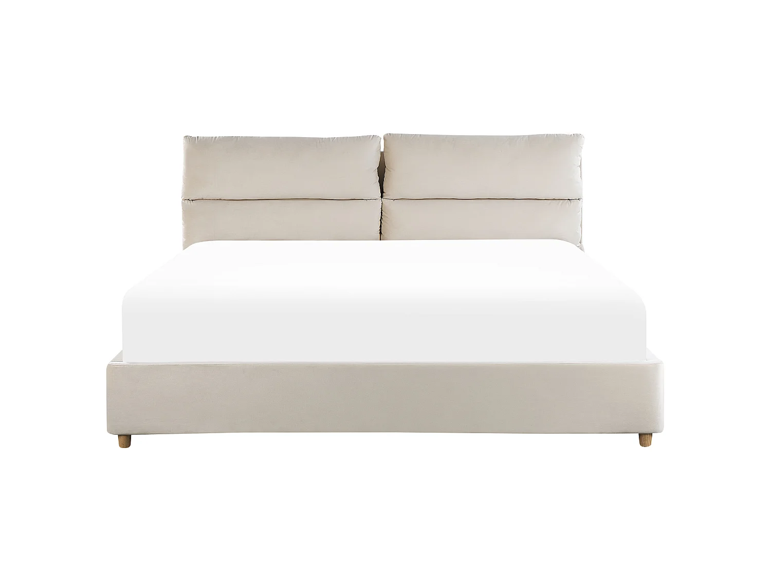 Schickes Doppelbett in Beige mit Bettkasten und Lattenrost 180 x 200 cm Batilly