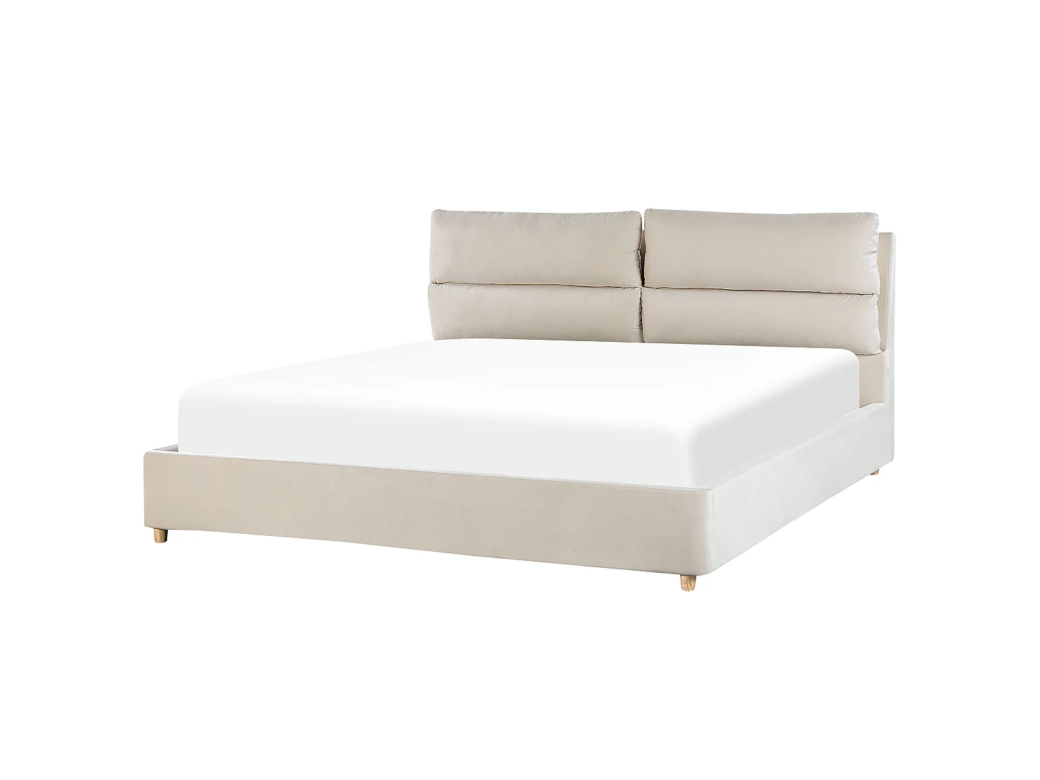 Schickes Doppelbett in Beige mit Bettkasten und Lattenrost 180 x 200 cm Batilly