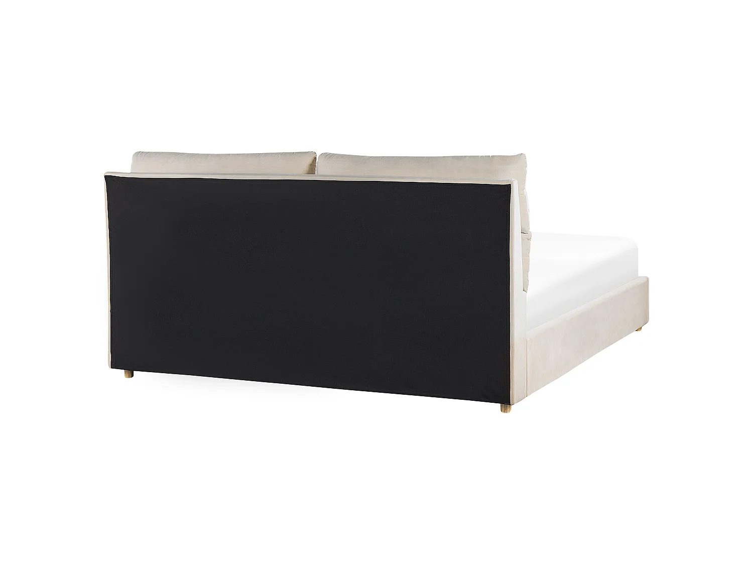 Schickes Doppelbett in Beige mit Bettkasten und Lattenrost 180 x 200 cm Batilly