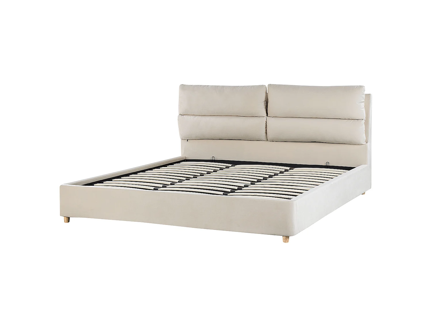 Schickes Doppelbett in Beige mit Bettkasten und Lattenrost 180 x 200 cm Batilly