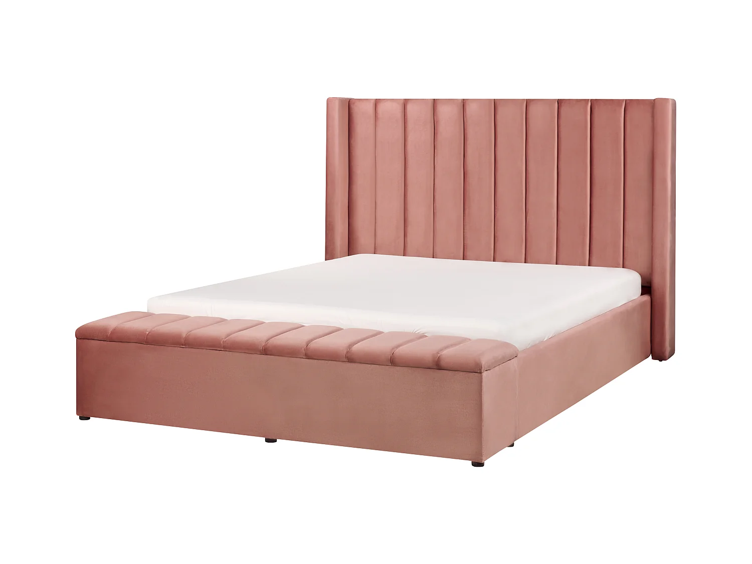 Luxuriöses Bett Samtstoff zusätzlicher Staumraum 160 x 200 cm rosa Noyers