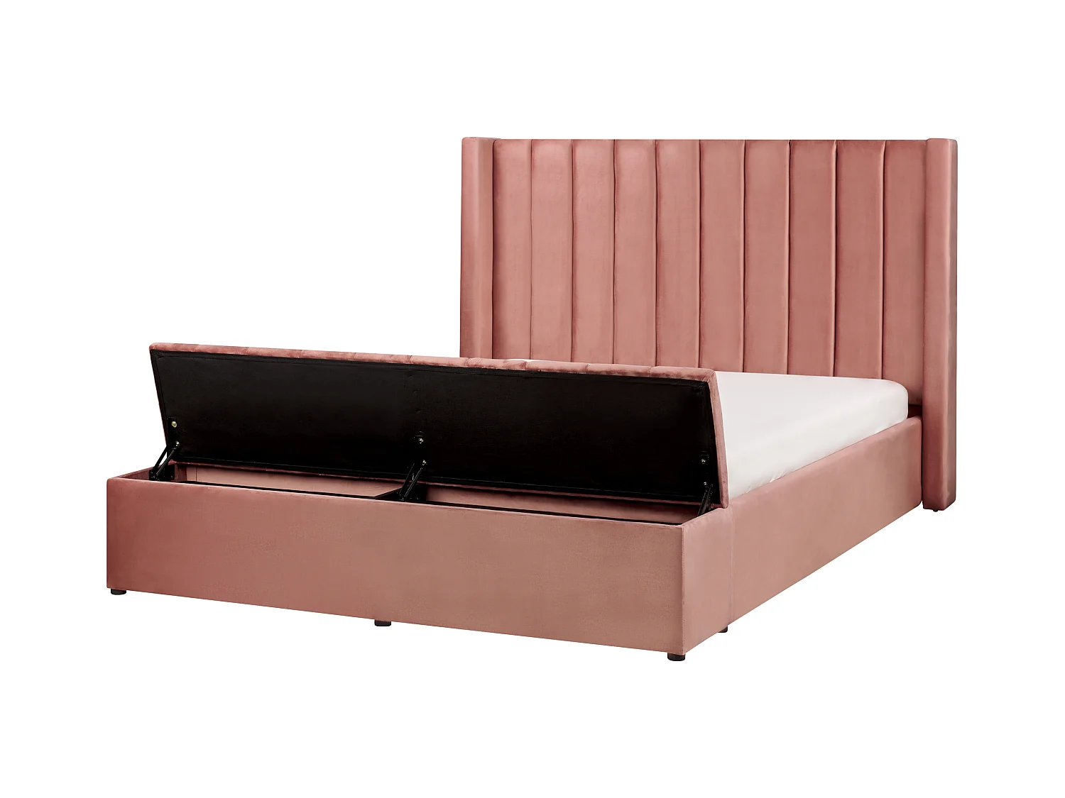 Letto con panca contenitore Velluto NOYERS 160 x 200 cm Rosa