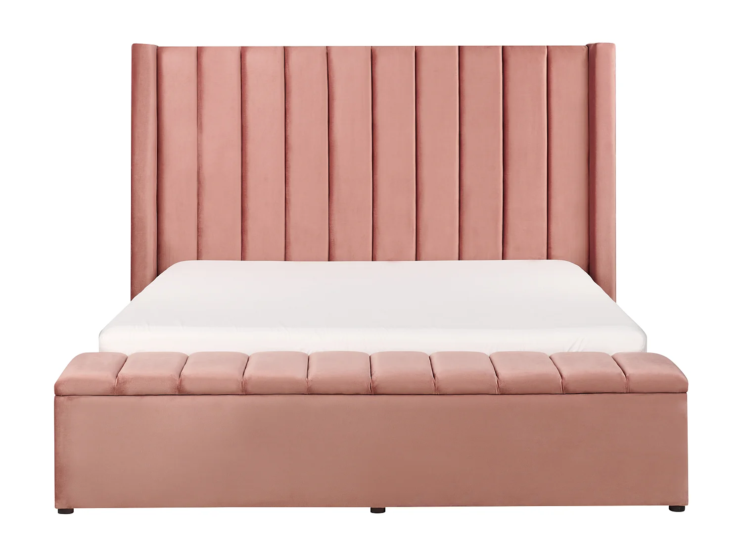 Lit avec banc de rangement Velours NOYERS 160 x 200 cm Rose