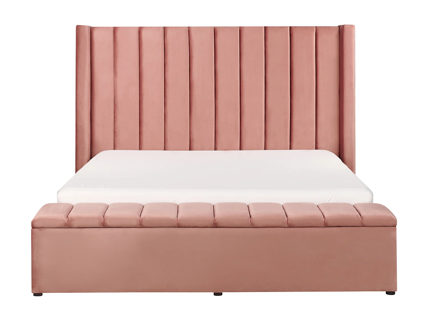 Lit avec banc de rangement Velours NOYERS 160 x 200 cm Rose