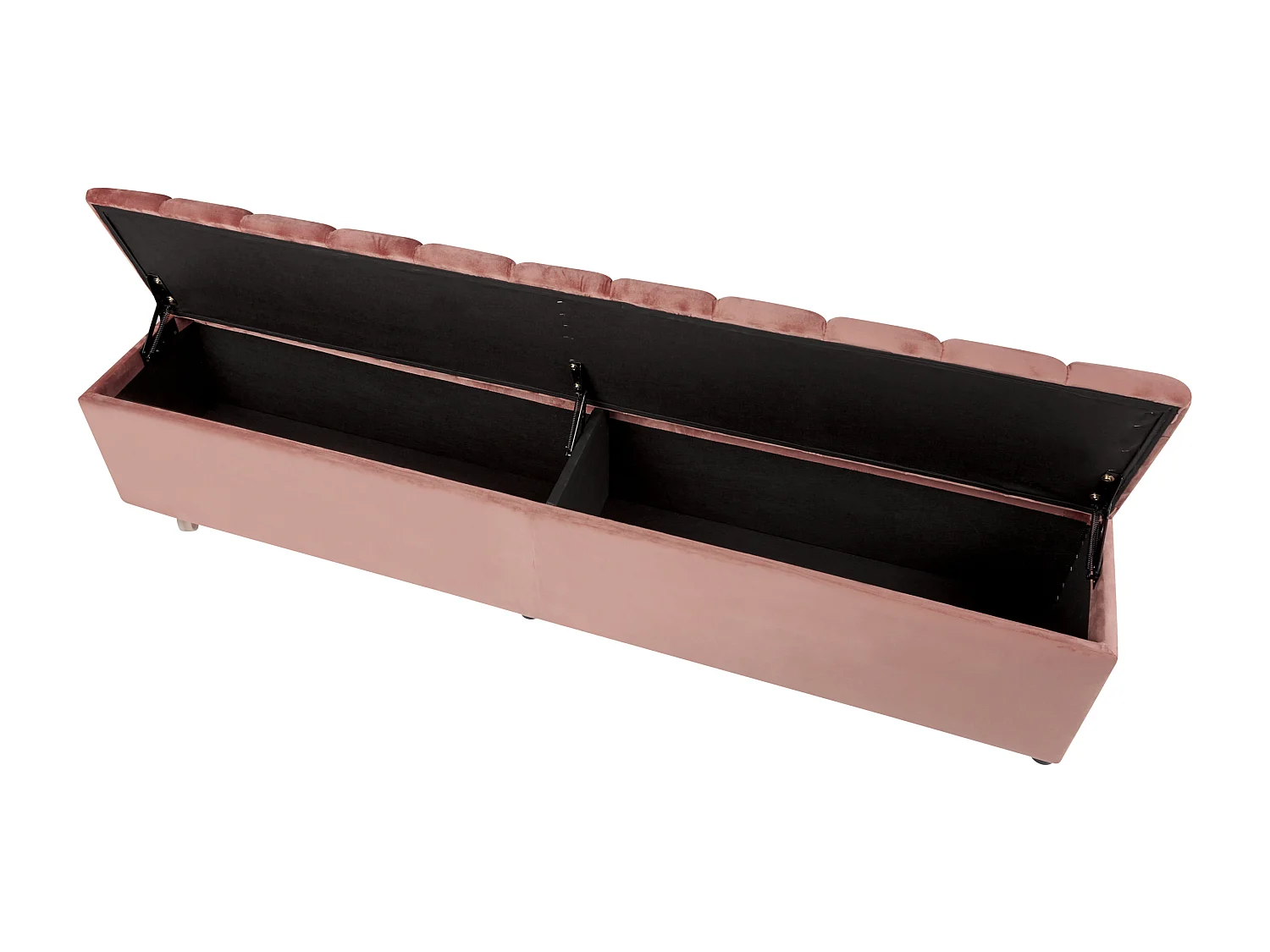 Lit avec banc de rangement Velours NOYERS 160 x 200 cm Rose