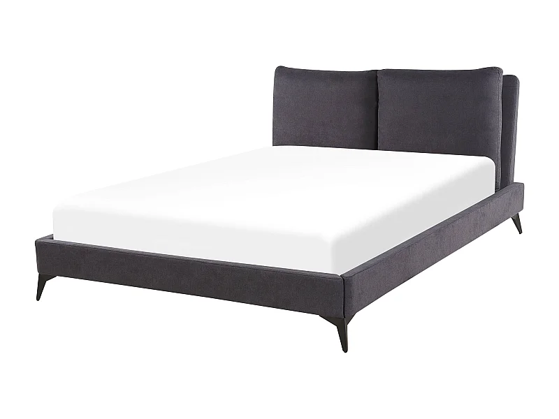 Cama Veludo MELLE 160 x 200 cm Cinzento escuro
