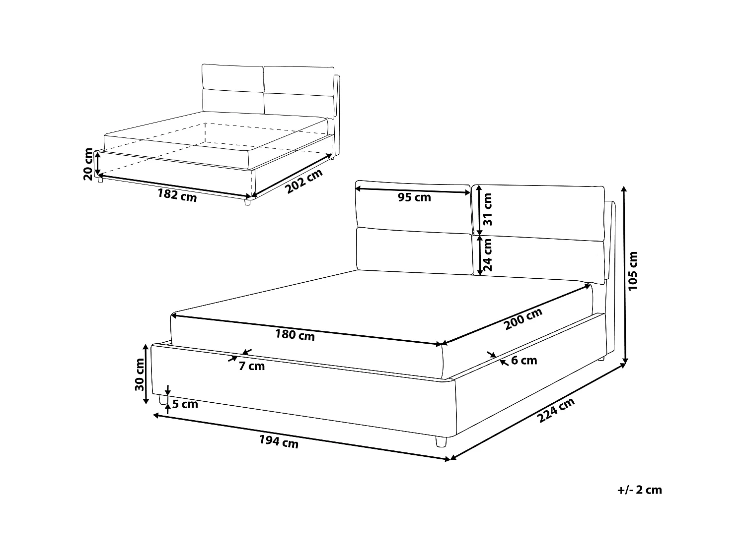 Bed met opbergruimte Fluweel BATILLY 180 x 200 cm Grijs