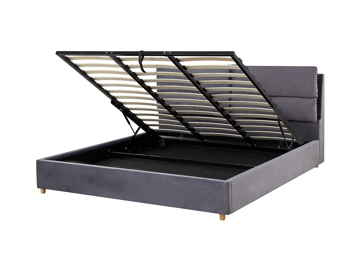 Lit ottoman Velours BATILLY 180 x 200 cm Gris