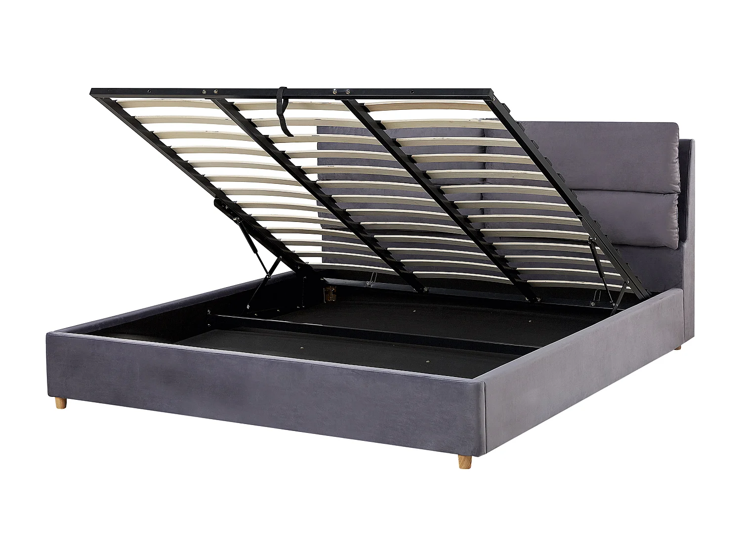 Lit ottoman Velours BATILLY 180 x 200 cm Gris