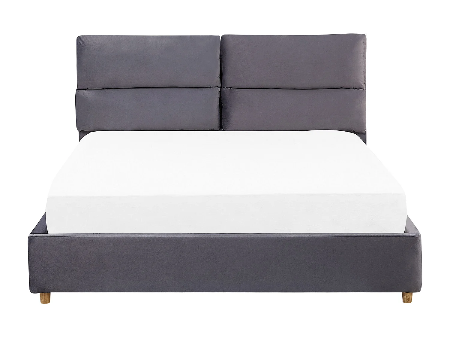 Letto con ottomano Velluto BATILLY 180 x 200 cm Grigio
