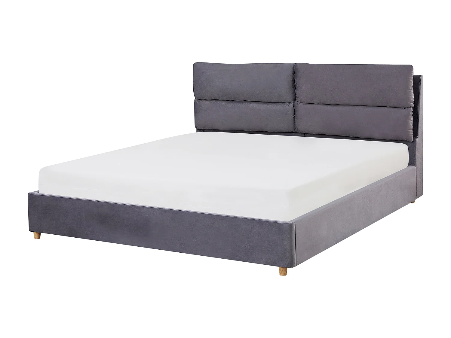 Letto con ottomano Velluto BATILLY 180 x 200 cm Grigio