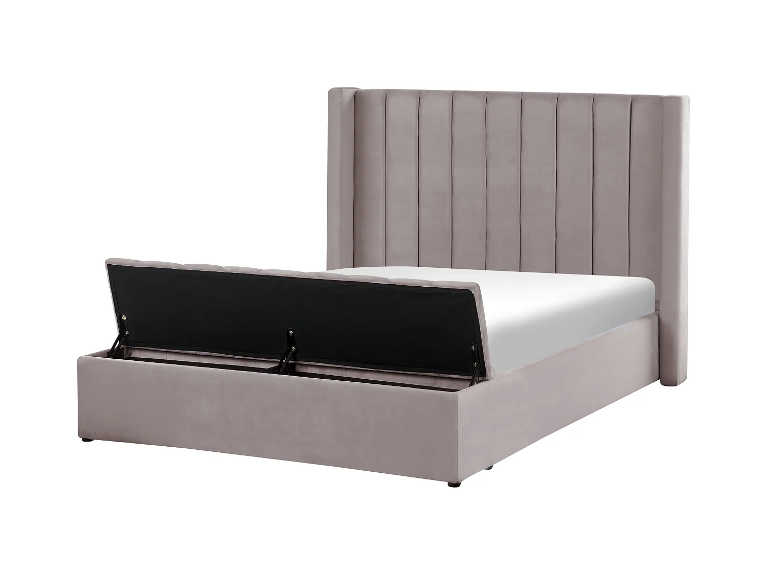 Lit avec banc de rangement Velours NOYERS 160 x 200 cm Gris
