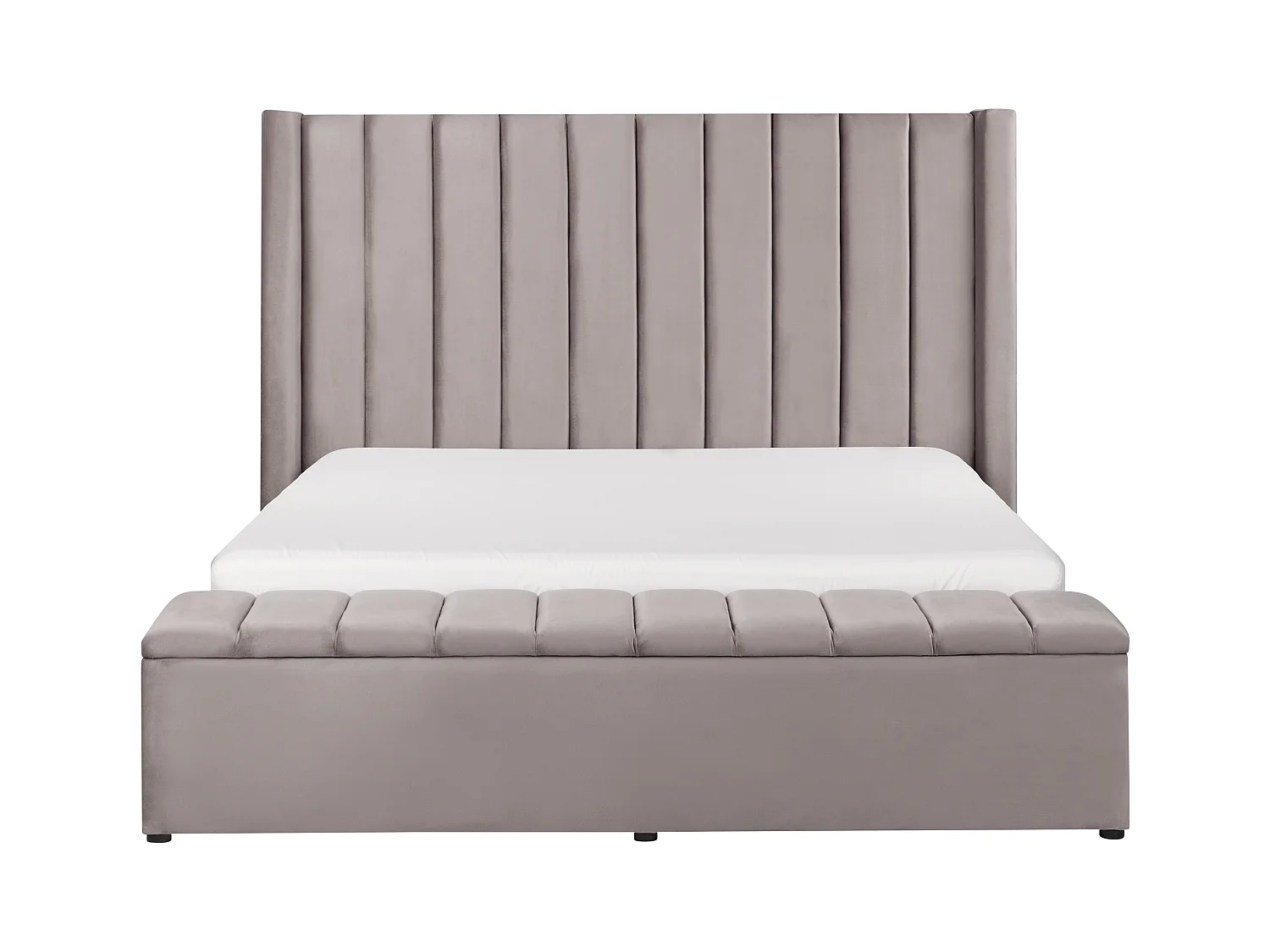 Cama con banco de almacenaje Terciopelo NOYERS 160 x 200 cm Gris
