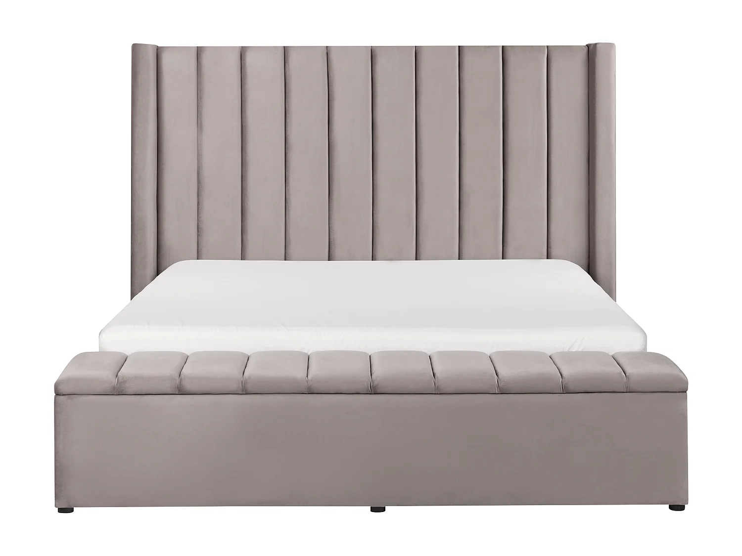 Bed met opbergbankje Fluweel NOYERS 160 x 200 cm Grijs