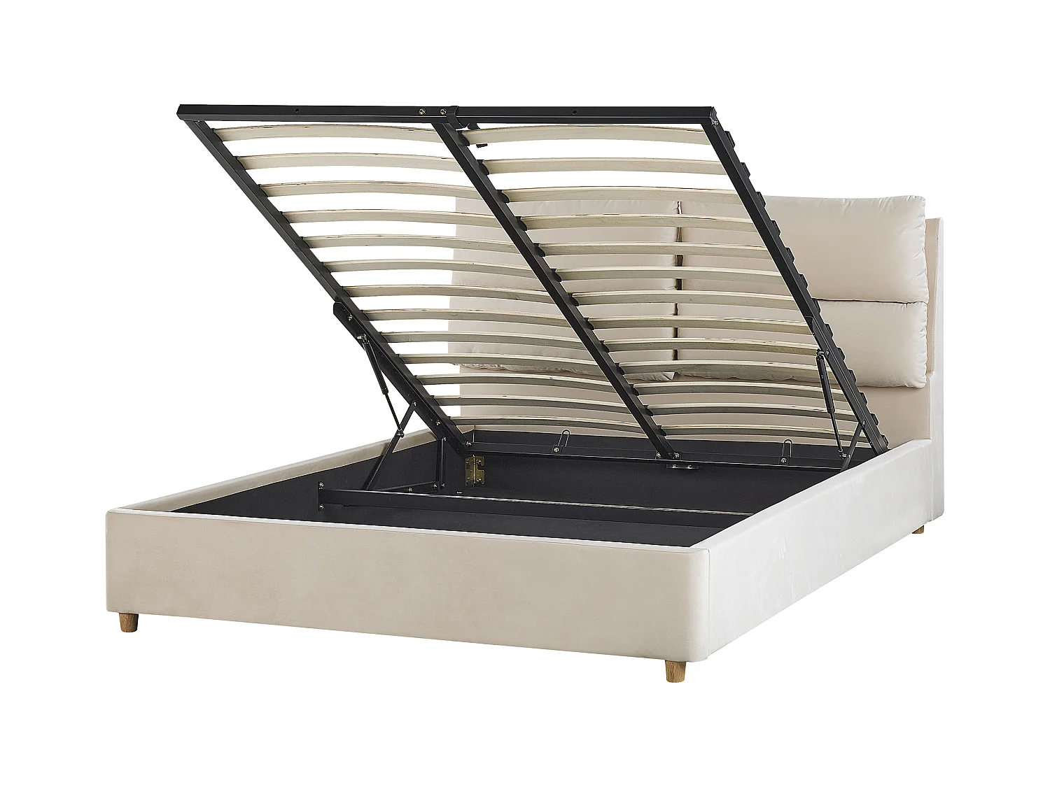 Bed met opbergruimte Fluweel BATILLY 140 x 200 cm Lichtbeige