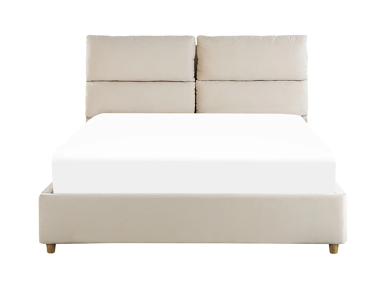Bed met opbergruimte Fluweel BATILLY 140 x 200 cm Lichtbeige