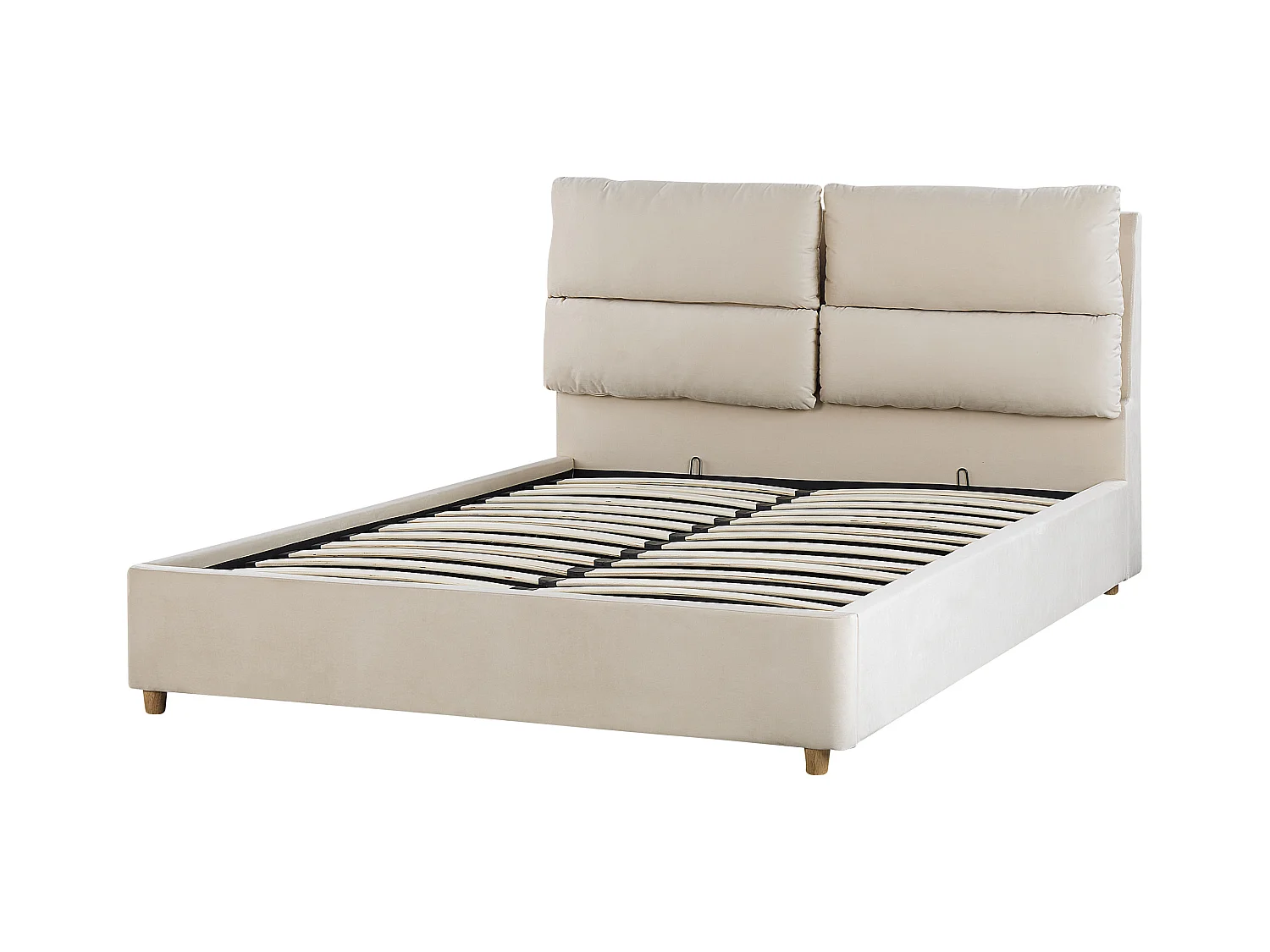 Bed met opbergruimte Fluweel BATILLY 140 x 200 cm Lichtbeige