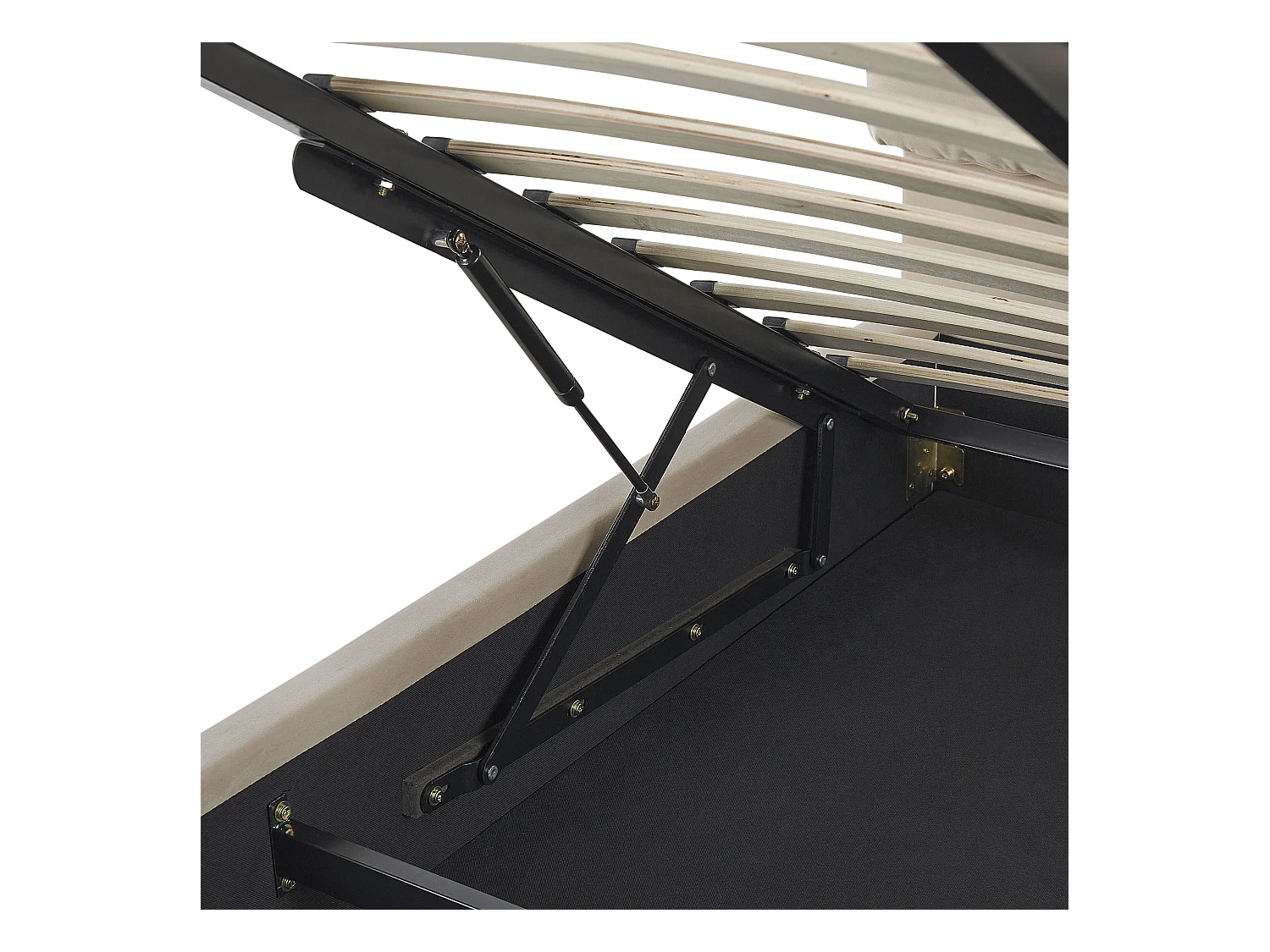 Bed met opbergruimte Fluweel BATILLY 140 x 200 cm Lichtbeige