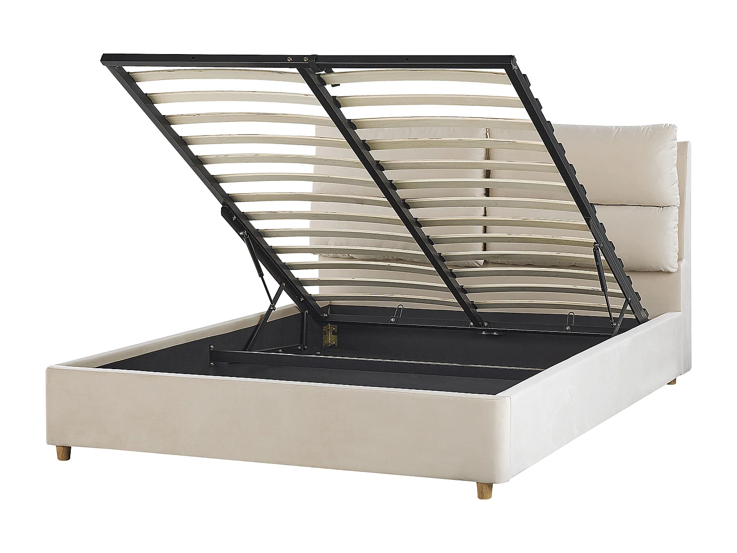 Bed met opbergruimte Fluweel BATILLY 140 x 200 cm Lichtbeige