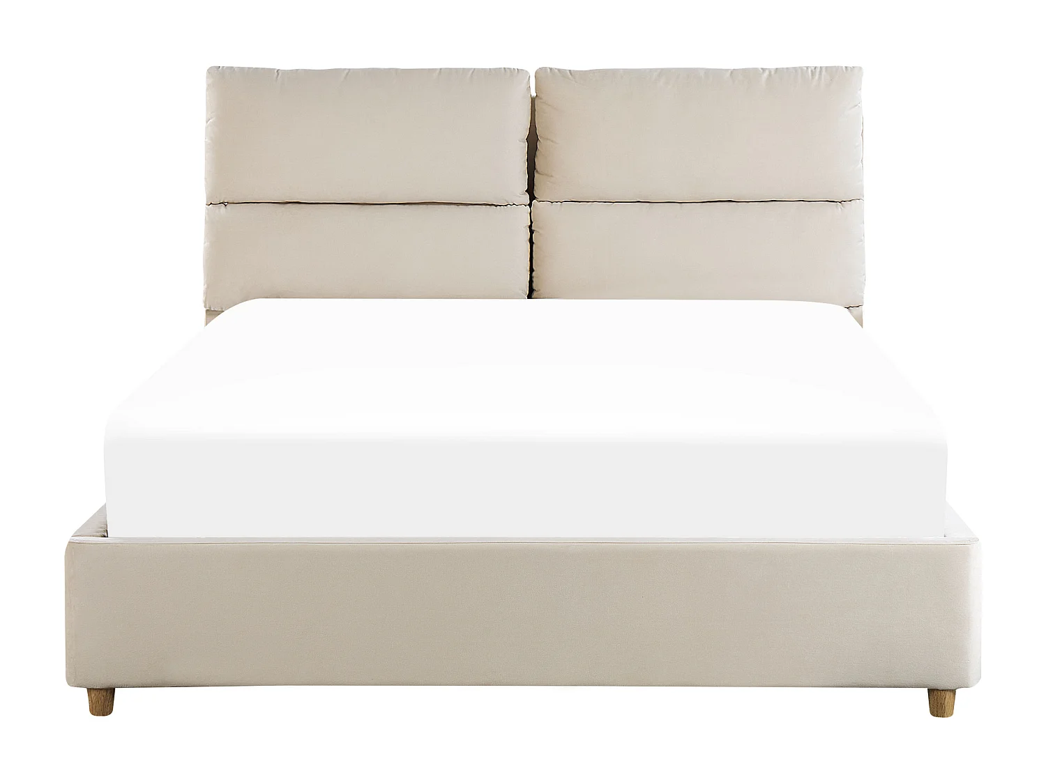 Bed met opbergruimte Fluweel BATILLY 140 x 200 cm Lichtbeige