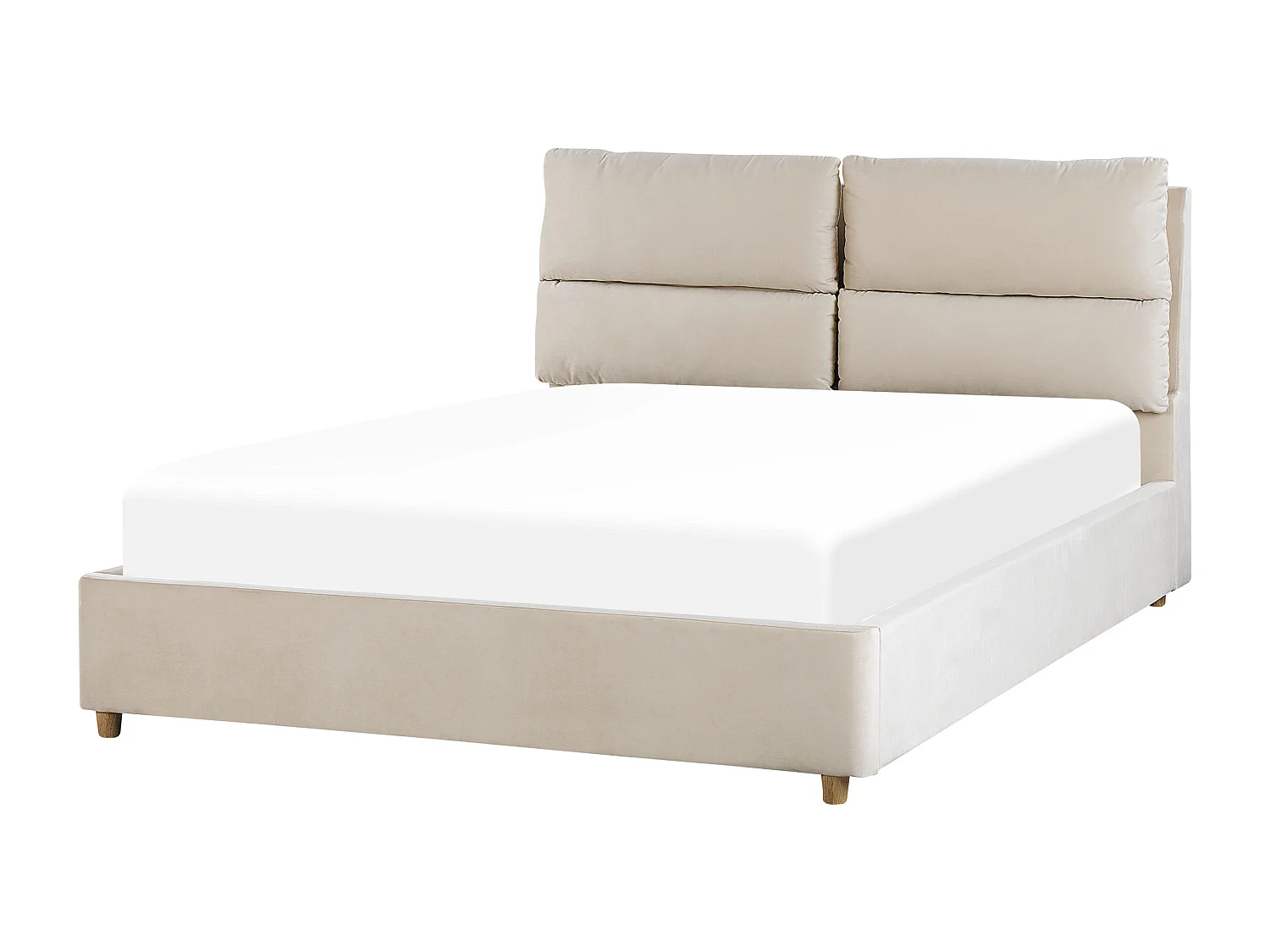 Bed met opbergruimte Fluweel BATILLY 140 x 200 cm Lichtbeige