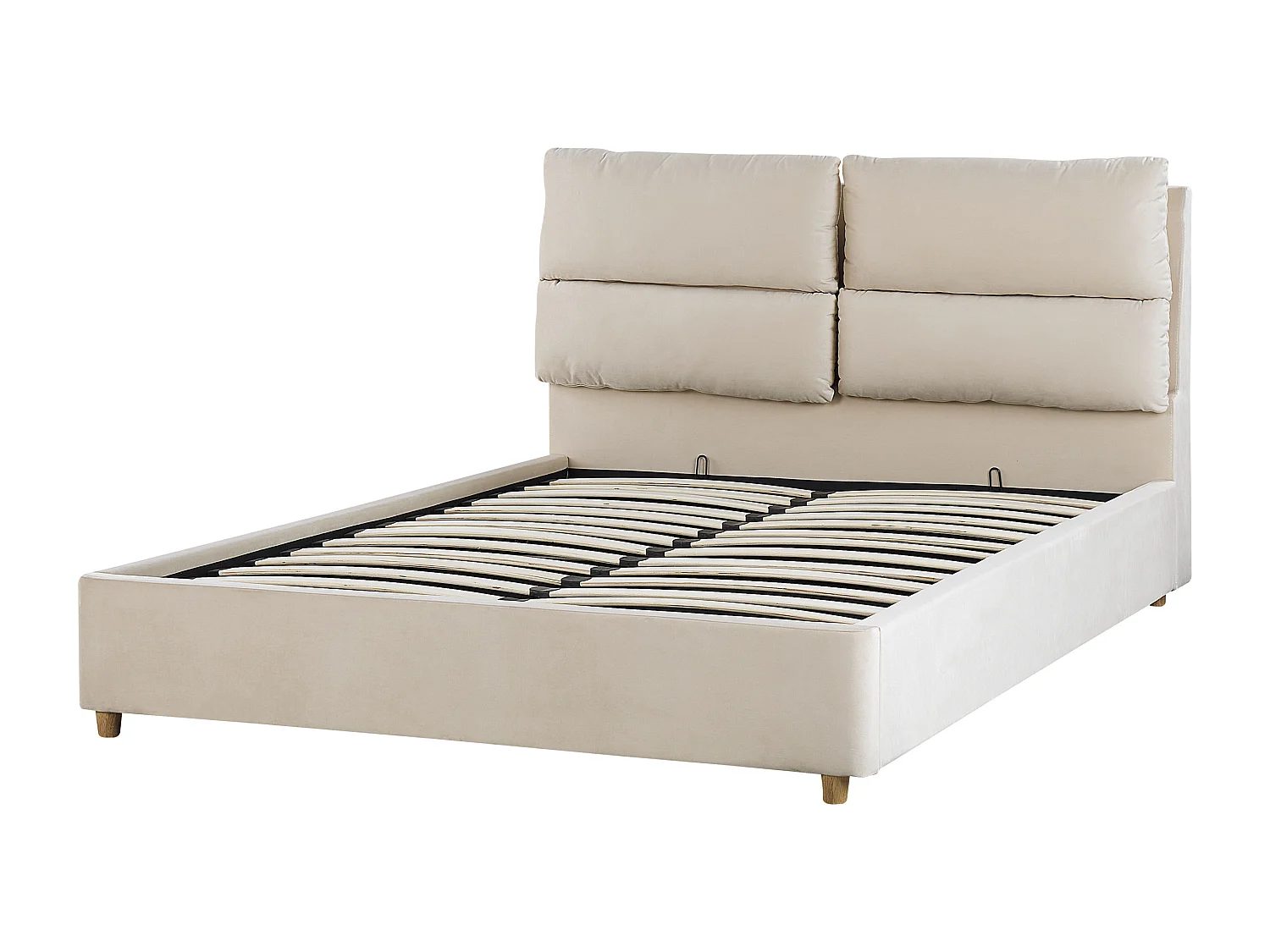 Bed met opbergruimte Fluweel BATILLY 140 x 200 cm Lichtbeige