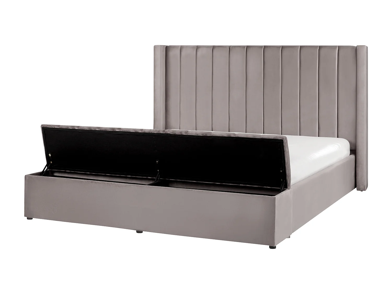 Letto con panca contenitore Velluto NOYERS 180 x 200 cm Grigio