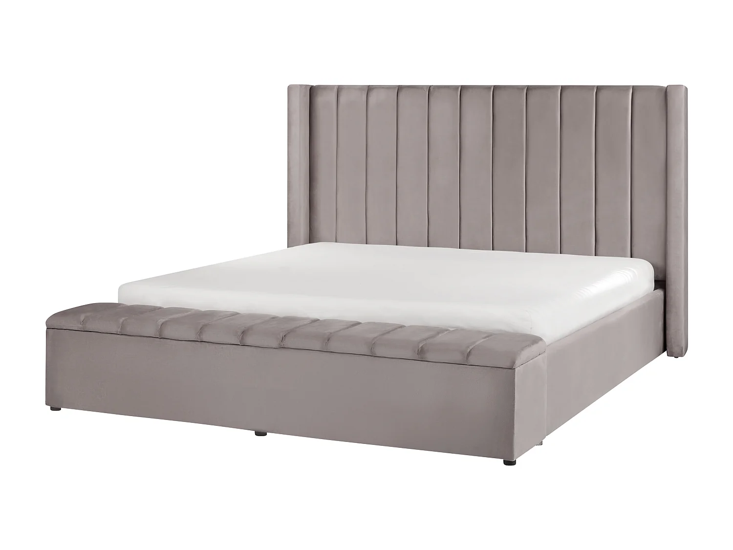 Lit avec banc de rangement Velours NOYERS 180 x 200 cm Gris