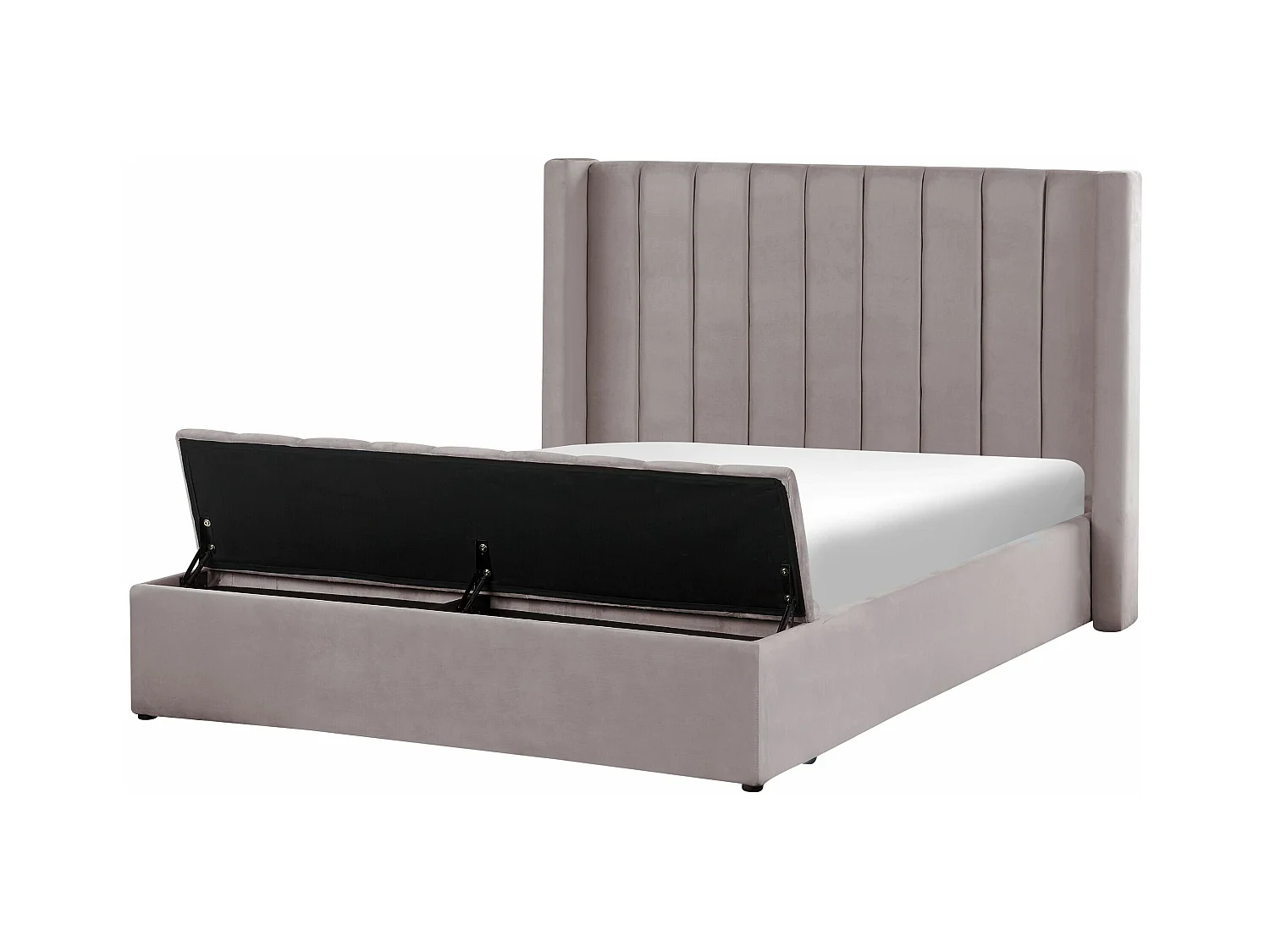 Cama con banco de almacenaje Terciopelo NOYERS 140 x 200 cm Gris