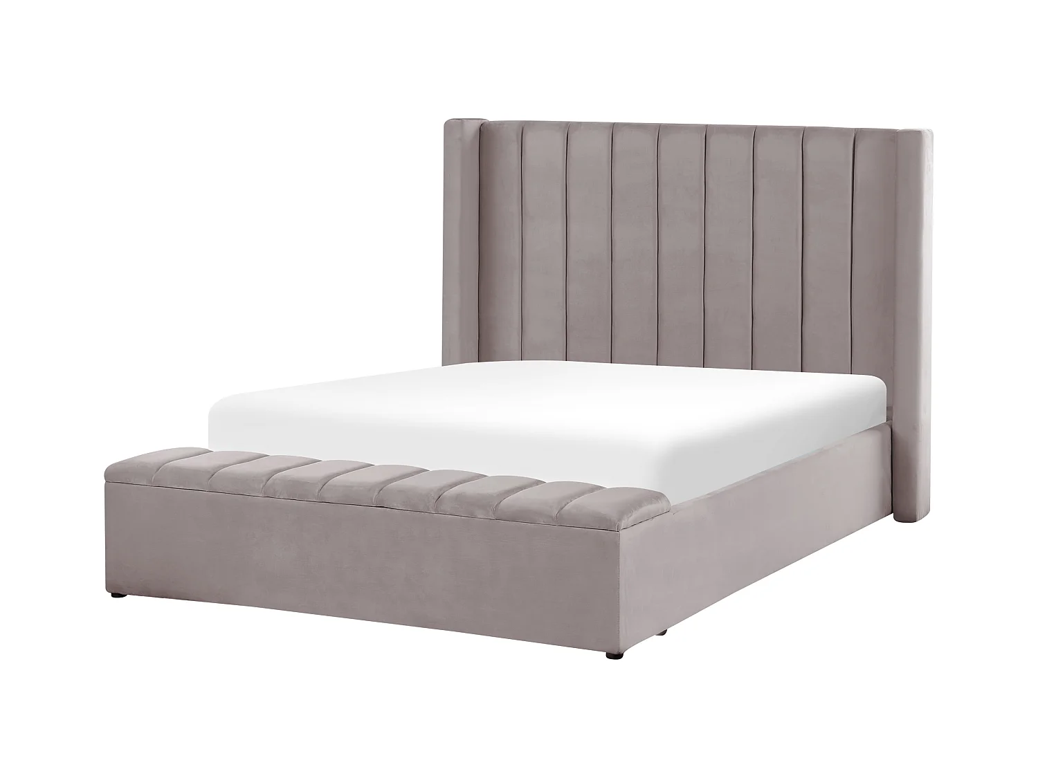 Cama con banco de almacenaje Terciopelo NOYERS 140 x 200 cm Gris