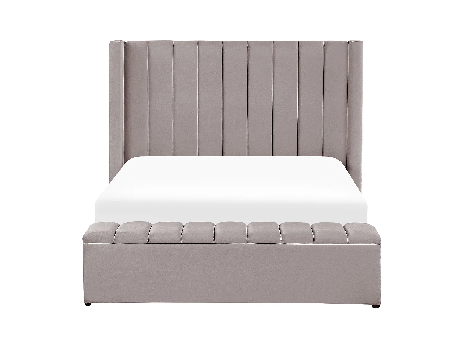 Cama con banco de almacenaje Terciopelo NOYERS 140 x 200 cm Gris