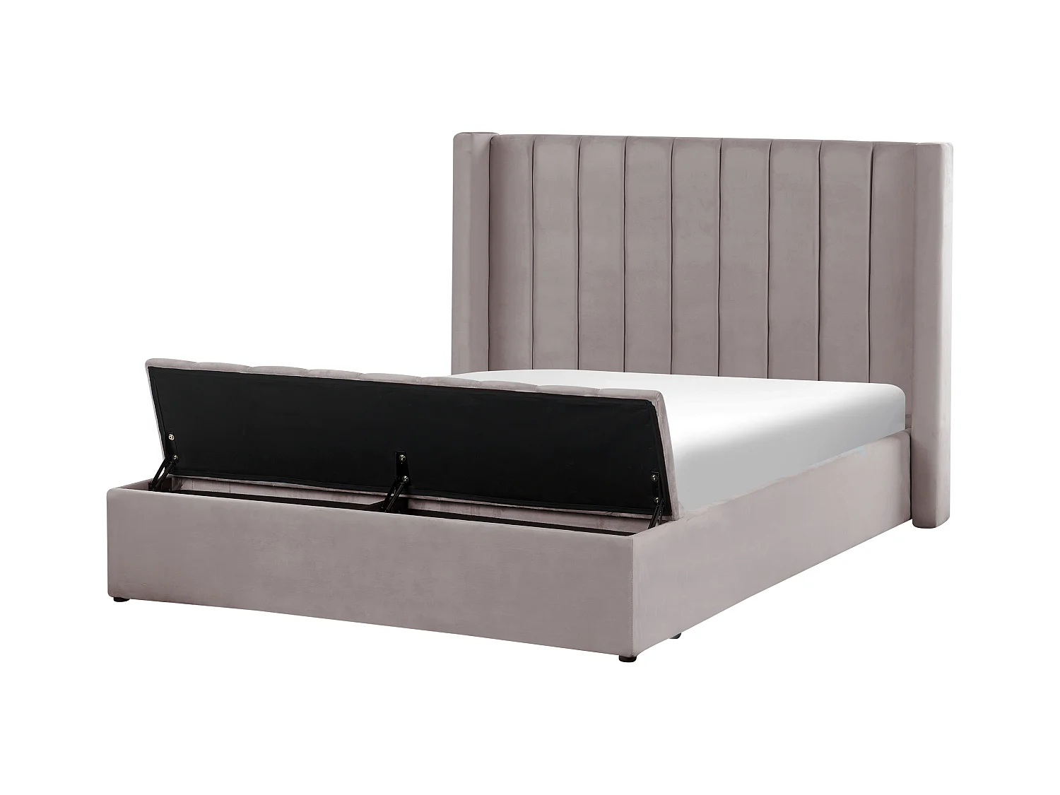 Lit avec banc de rangement Velours NOYERS 140 x 200 cm Gris