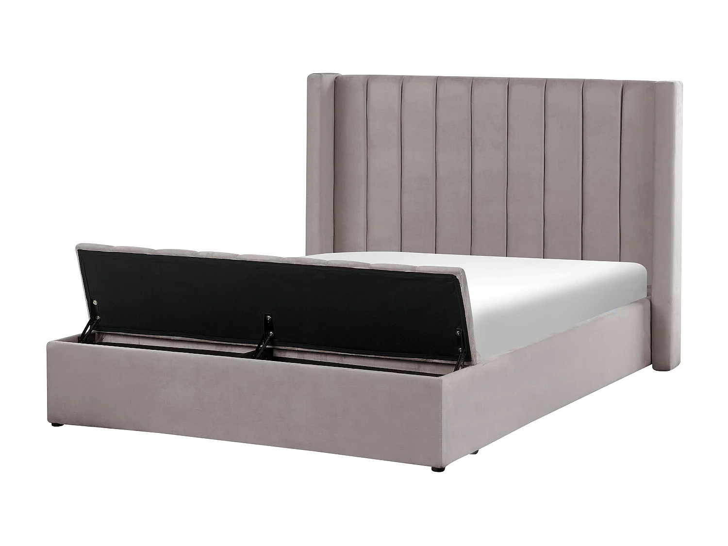 Bed met opbergbankje Fluweel NOYERS 140 x 200 cm Grijs