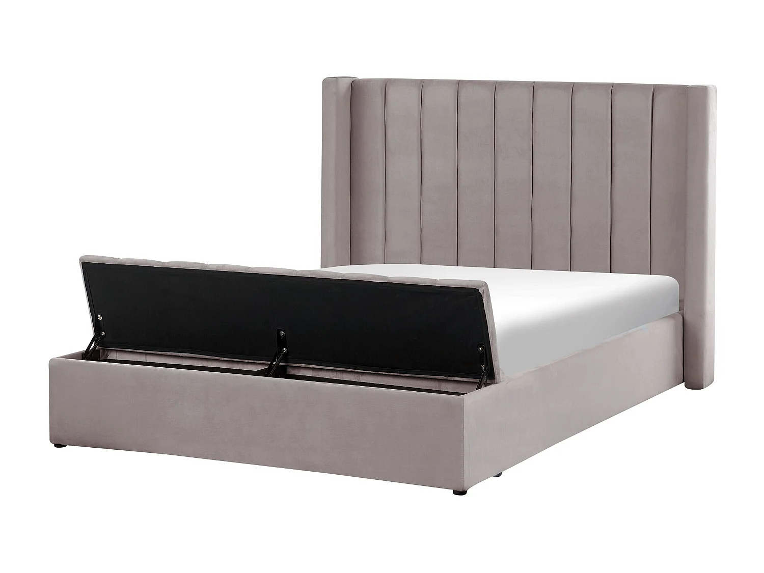 Luxuriöses Bett Samtstoff zusätzlicher Stauraum 140 x 200 cm grau Noyers