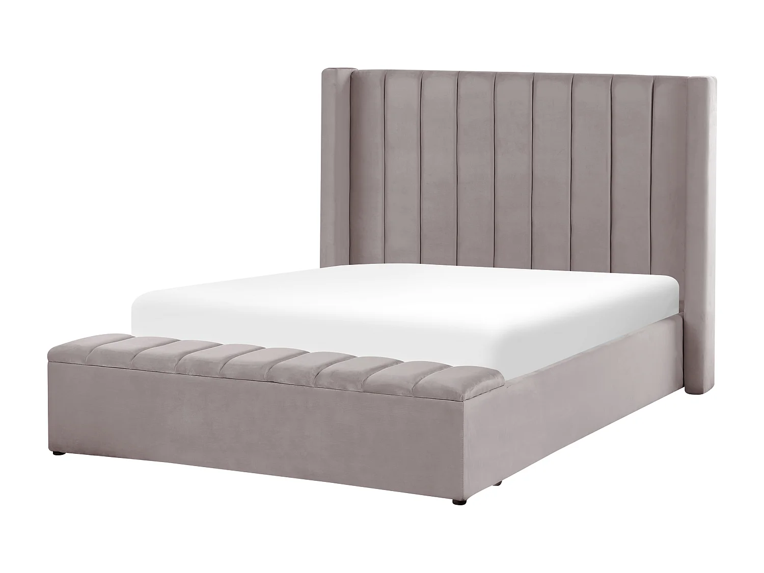 Luxuriöses Bett Samtstoff zusätzlicher Stauraum 140 x 200 cm grau Noyers