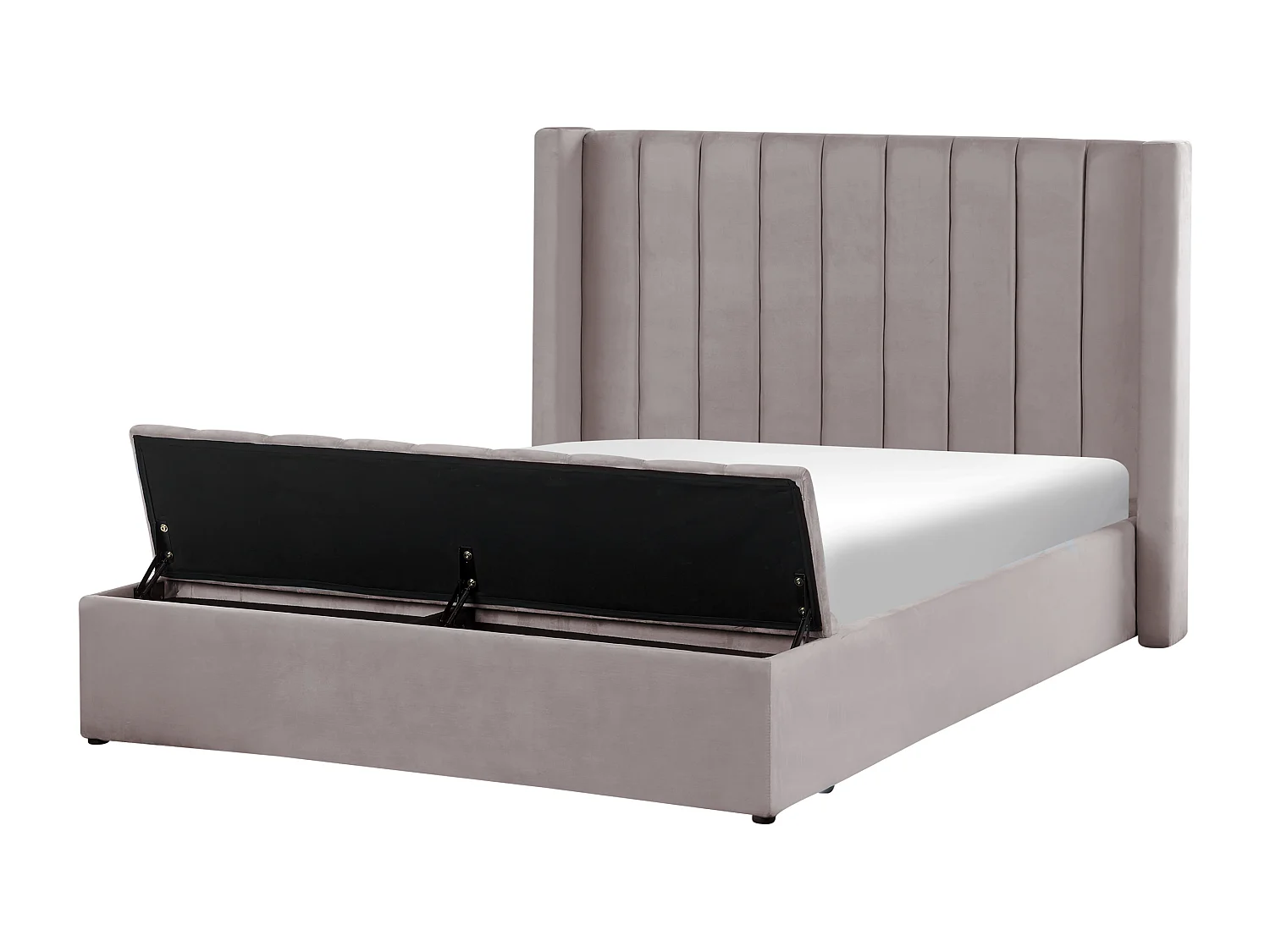 Luxuriöses Bett Samtstoff zusätzlicher Stauraum 140 x 200 cm grau Noyers