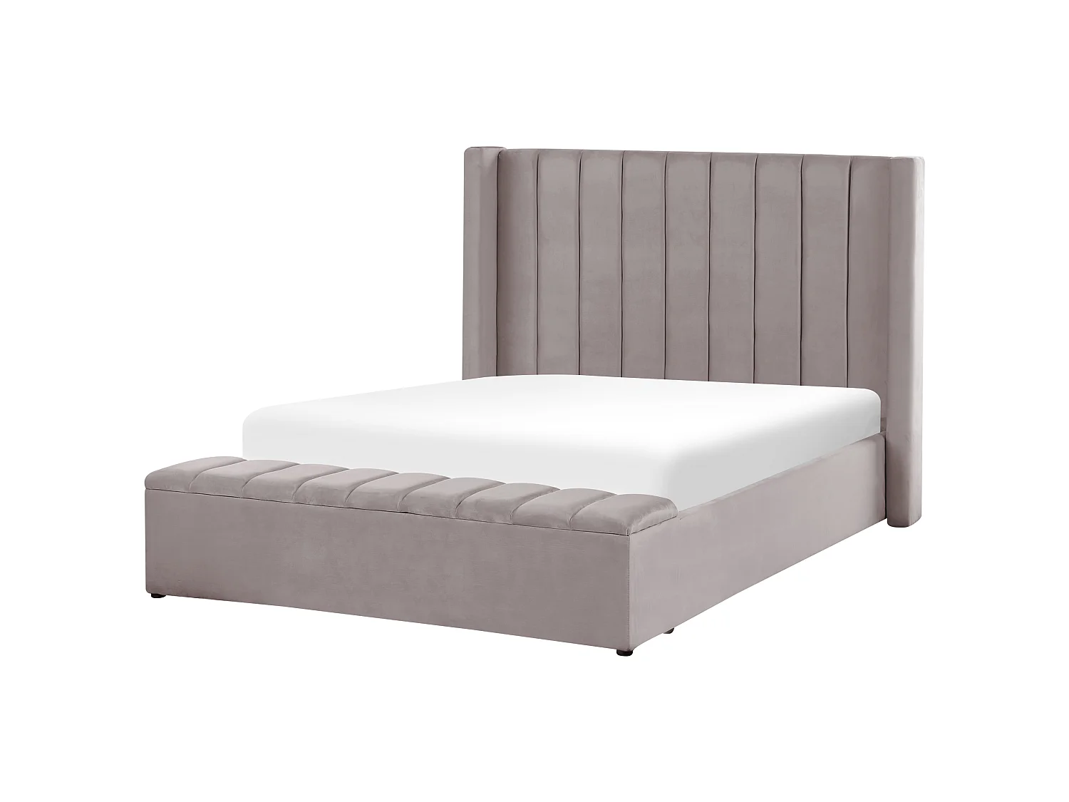 Lit avec banc de rangement Velours NOYERS 140 x 200 cm Gris