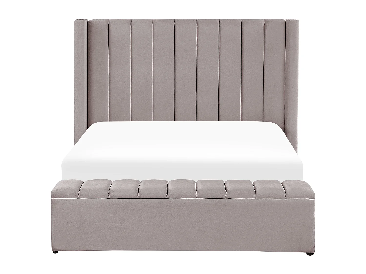 Lit avec banc de rangement Velours NOYERS 140 x 200 cm Gris